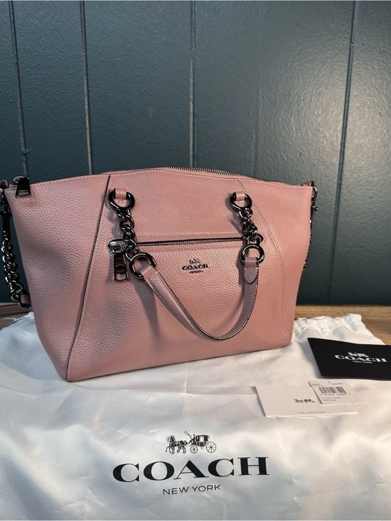 Coach Handbags - Coach Lexy 59501 Blush Pebbled Leather Chain Tote Crossbody Dust Bag EUC
